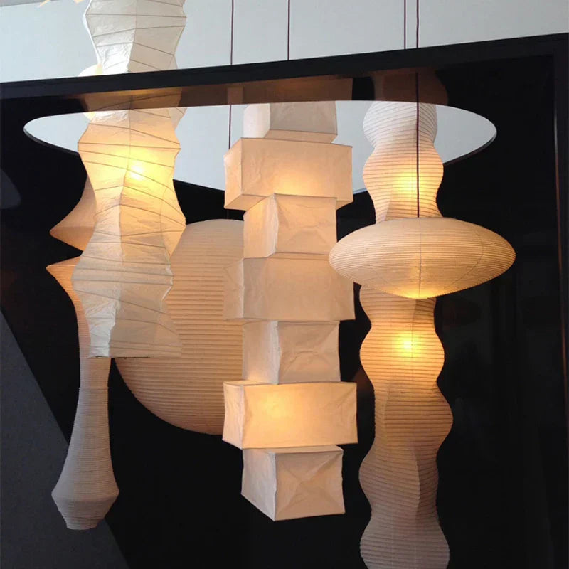 DecorBites™ Akari Rice Paper Pendant Lamp for Living Room Bedroom, LED Hanging Light