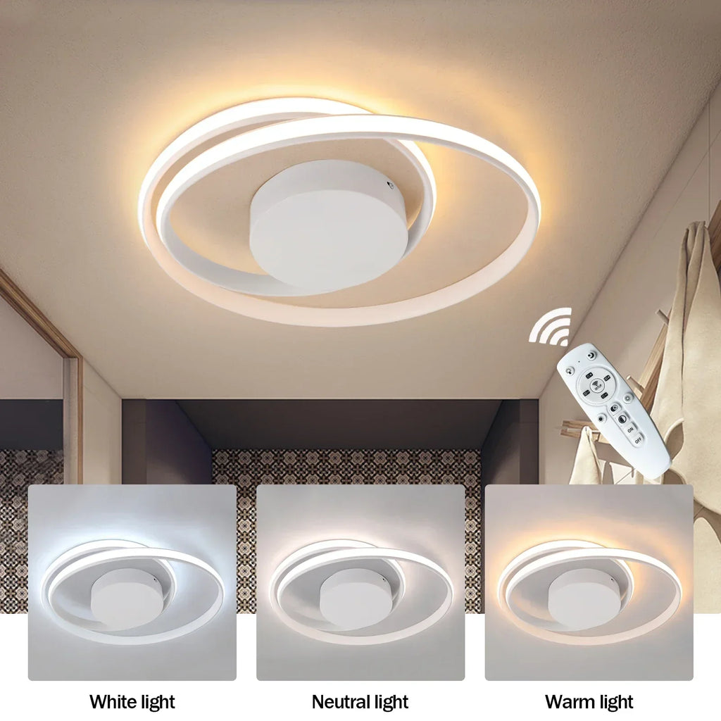 DecorBites™ Dimmable LED Chandelier Light Remote Ceiling Lamp Gold White Black Fixture