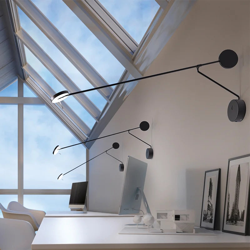 DecorBites™ Black Telescopic Wall Lamp with Adjustable Arm for Living Room and Bedroom