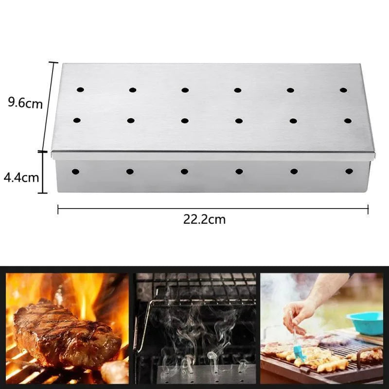 DecorBites™ BBQ Smoker Box Wood Chips for Charcoal Gas Grill - Infuse Meat with Flavor