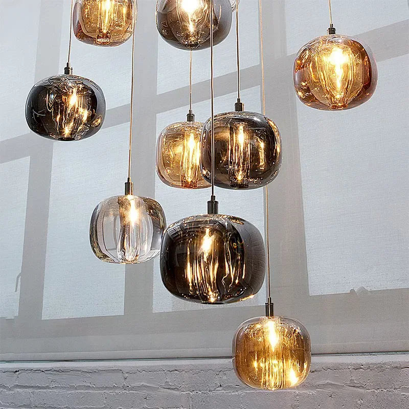 DecorBites™ Crystal Staircase Chandelier: Luxury Modern Lighting Fixture Amber/Smoky Grey/Clear