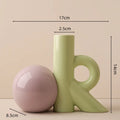 DecorBites™ Cartoon Abstract Ceramic Vase with Cut-out Letter Design