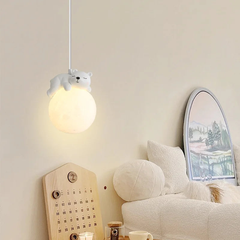 DecorBites™ Animal Resin Pendant Lamps: Bear Rabbit Dog Sheep Bunny Chandelier for Children's Room