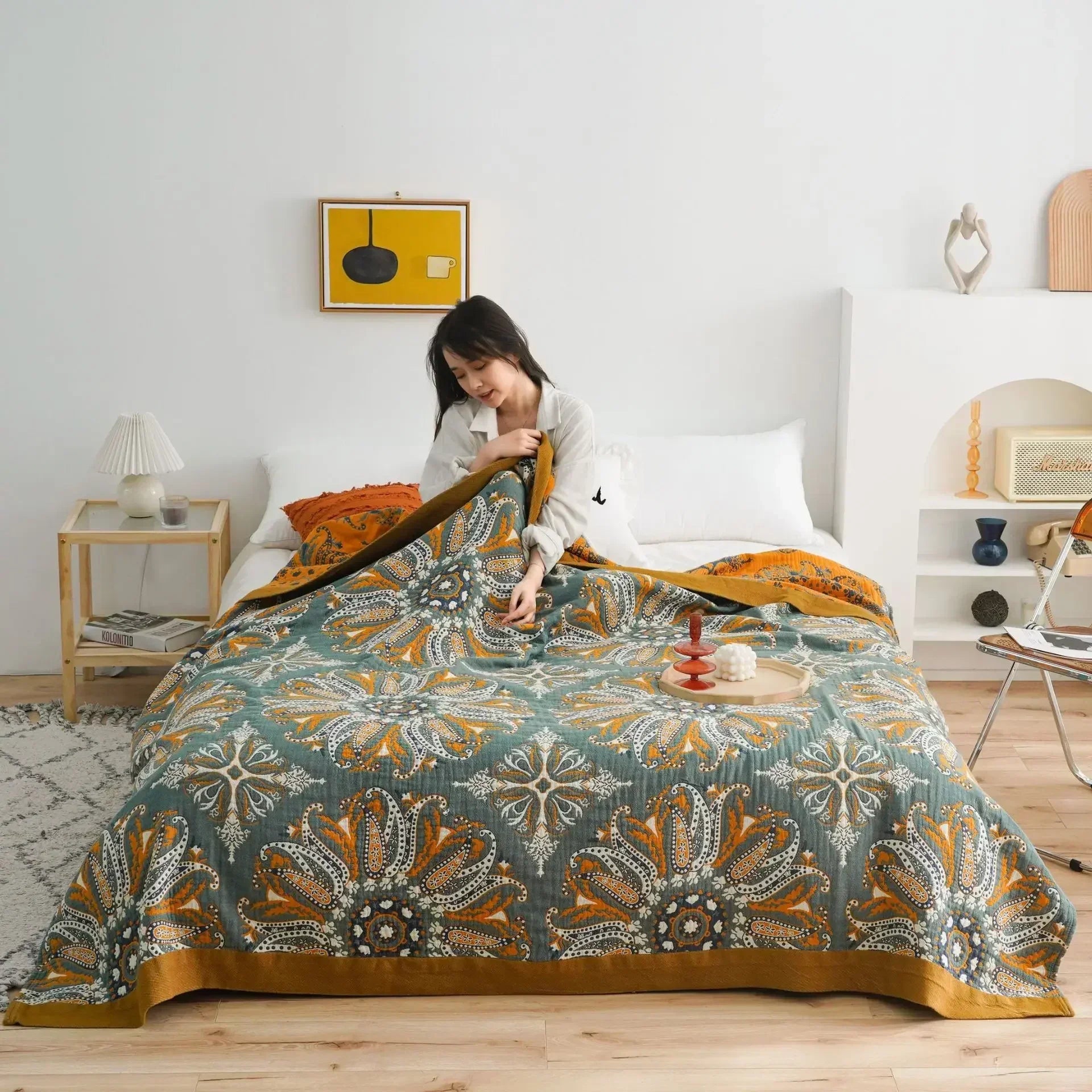 DecorBites™ Bohemia Cotton Blanket - Soft, Breathable, King Size