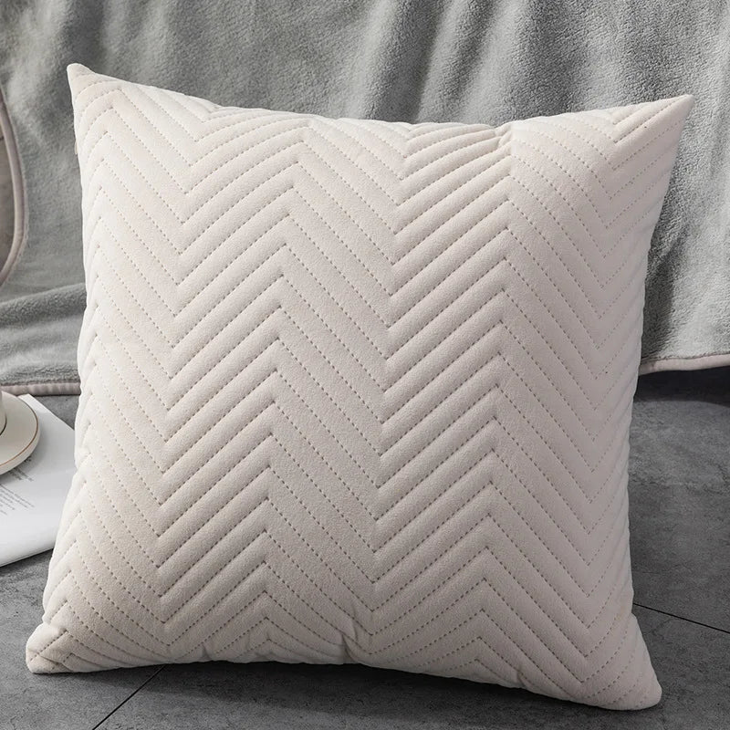 DecorBites™ Blue Wave Crimping Quilted Cushion Cover for Home Sofa Bed Decor