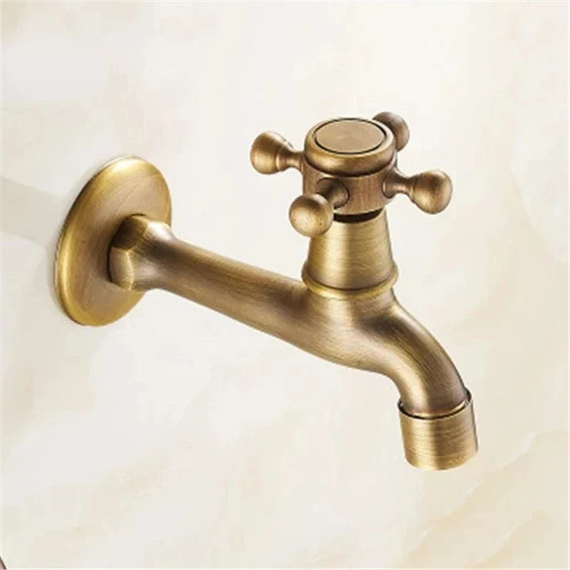 DecorBites™ Antique Brass Garden Bibcock Tap Decorative Water Faucet for Bathroom and Outdoor Use