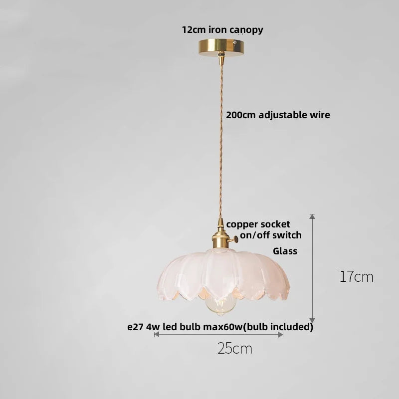 DecorBites™ Amber Glass LED Pendant Lamp 200cm Wire Adjustable Nordic Modern Simple Hanging Lights