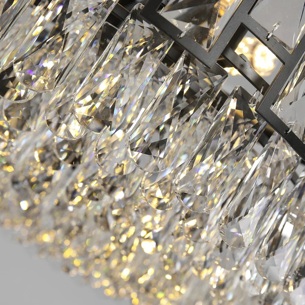 DecorBites™ Black Crystal LED Chandelier for Living Room, Dining Room, Kitchen, Bedroom