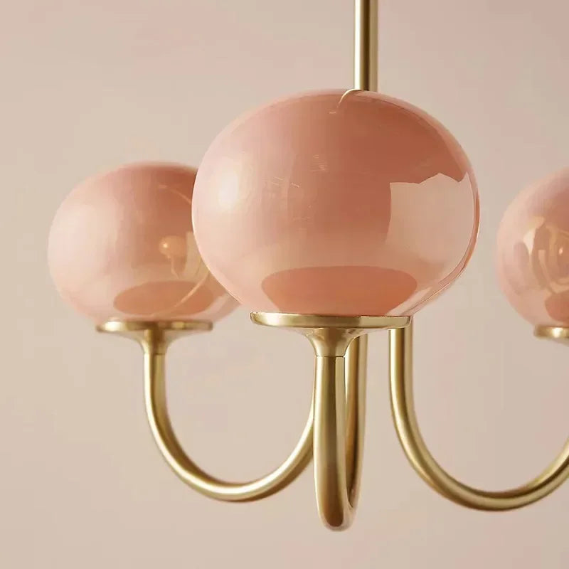 DecorBites™ LED Glass Balls Chandeliers Pink Milky White Pendant Lights for Home Decor