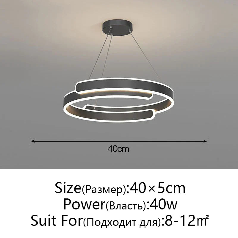 DecorBites™ Black White LED Ring Chandelier Pendant Lights for Home Indoor Decor