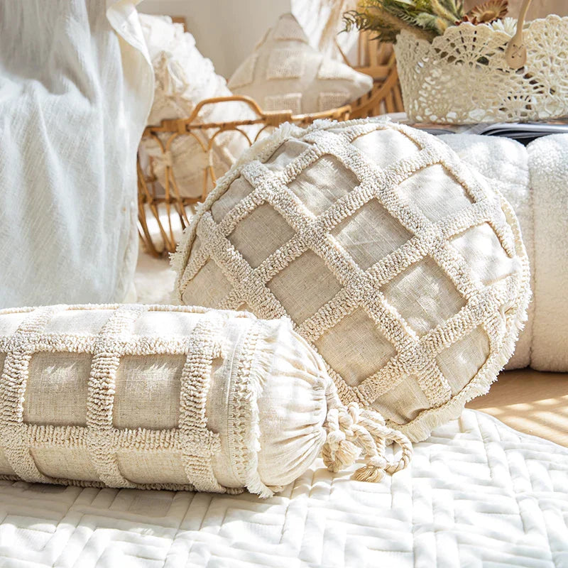 DecorBites™ Boho Tufted Tassel Cushion Cover for Home Decor Living Room Sofa