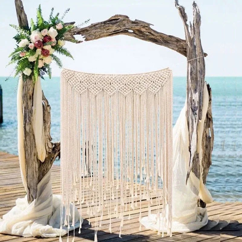 DecorBites™ Bohemian Macrame Curtain Tapestry for Door/Window/Wall, Wedding Home Decor