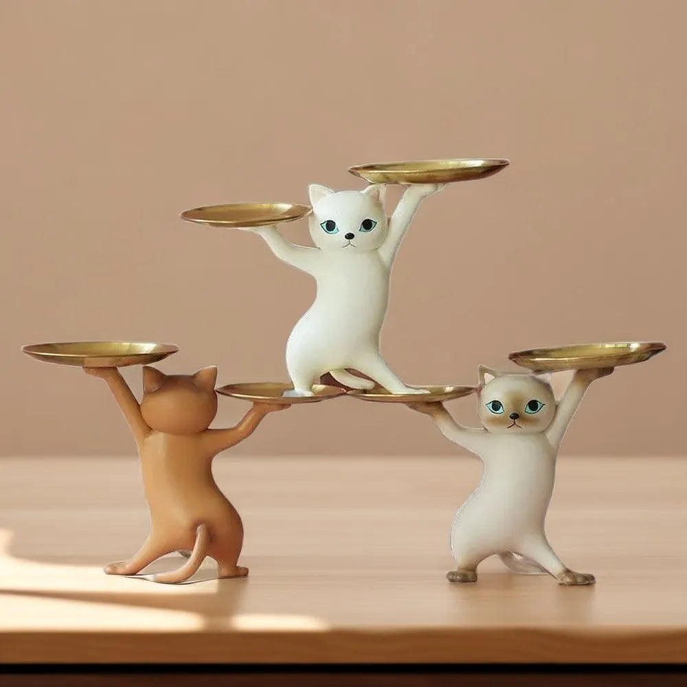 DecorBites™ Cat Figurines Storage Tray Key Holder Decoration Gift