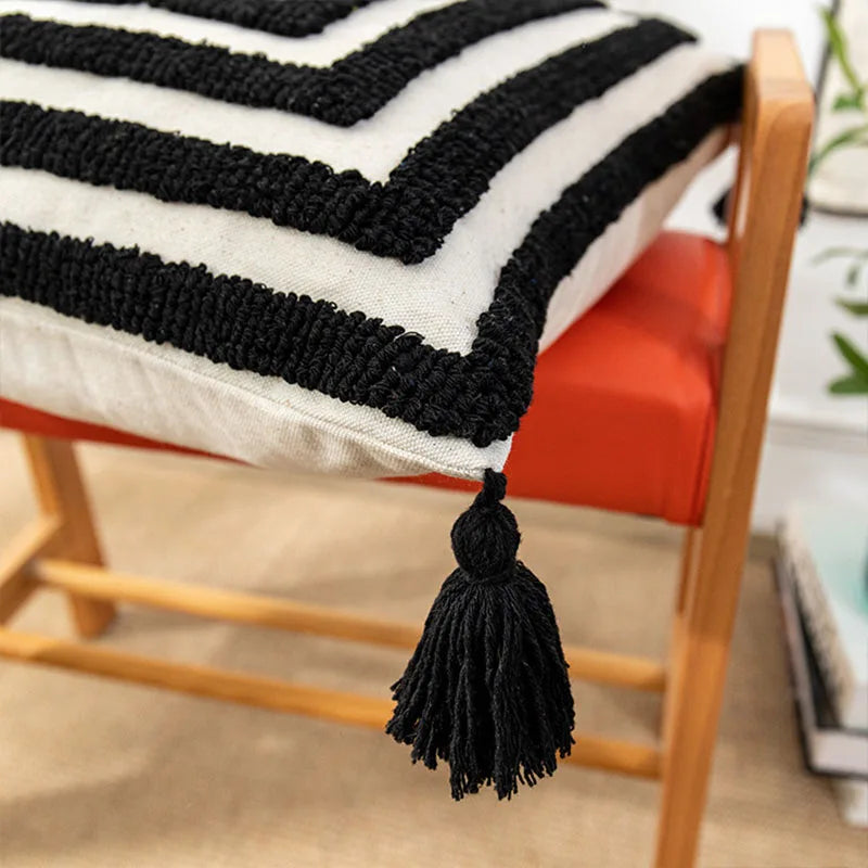 DecorBites™ Boho Geometric Tufted Cushion Cover with Fringe - 45X45/30X50CM