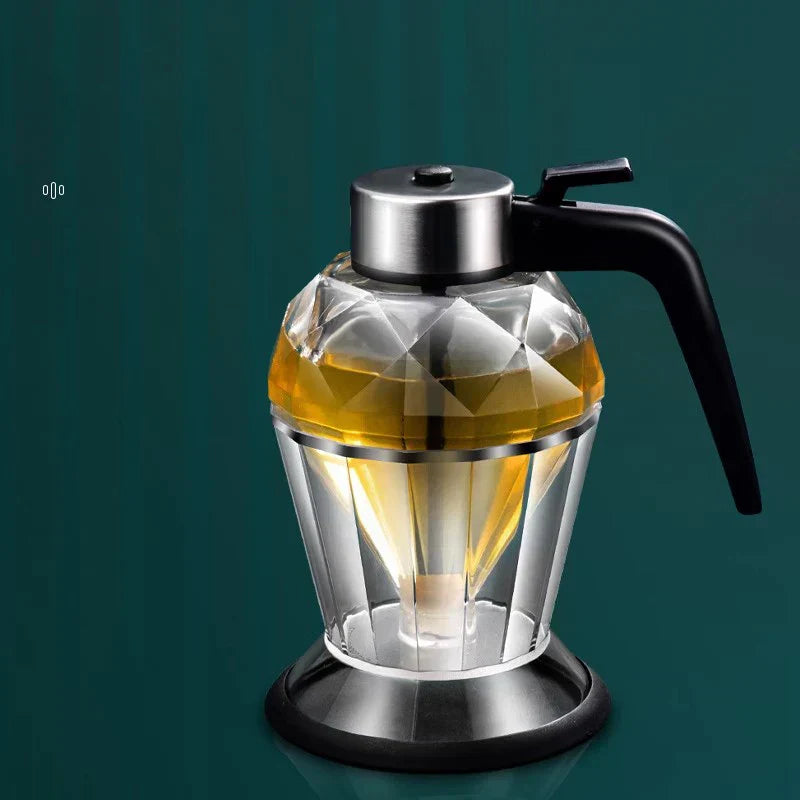 DecorBites™ Diamond Glass Syrup Honey Dispenser Kitchen Seasoning Container Jar