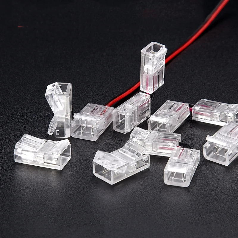 DecorBites™ 2-Pin COB LED Strip Connectors for 2835 5050 SMD Tape Light, 90° Angle Fixed Clip