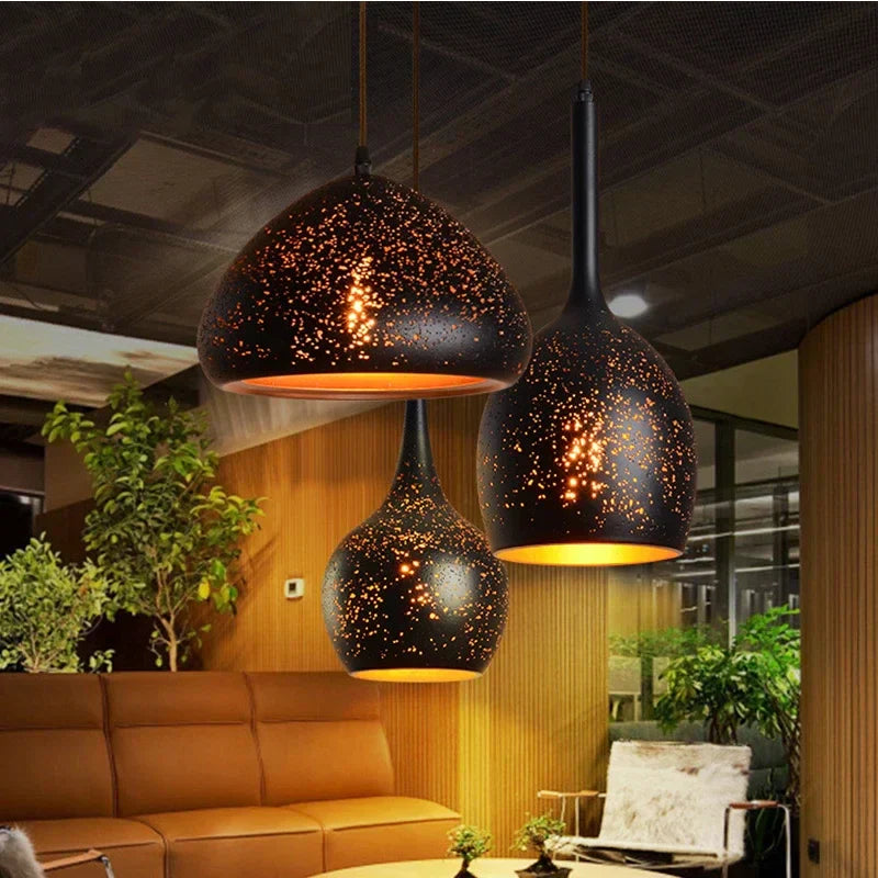 DecorBites™ Etched Iron Chandelier Pendant Light Fixture for Dining and Living Room