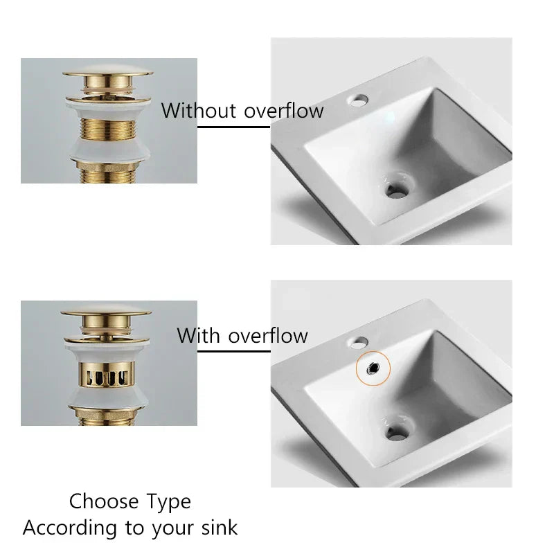 DecorBites™ Black Gold Pop Up Drain for Sink - Faucet Accessory Kit