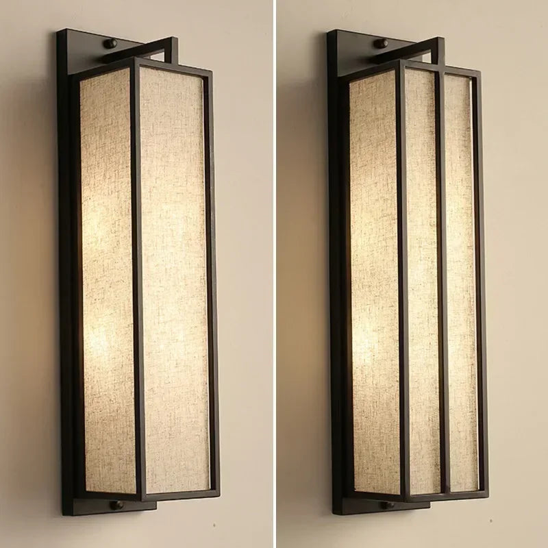 DecorBites™ Chinese Style Iron Art Wall Lamp with Linen Cloth Cover