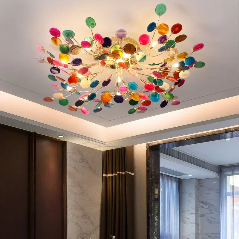 DecorBites™ Leaf Agate Ceiling Lamp: Modern Nordic Jade Design for Living Room, Restaurant, Bedroom