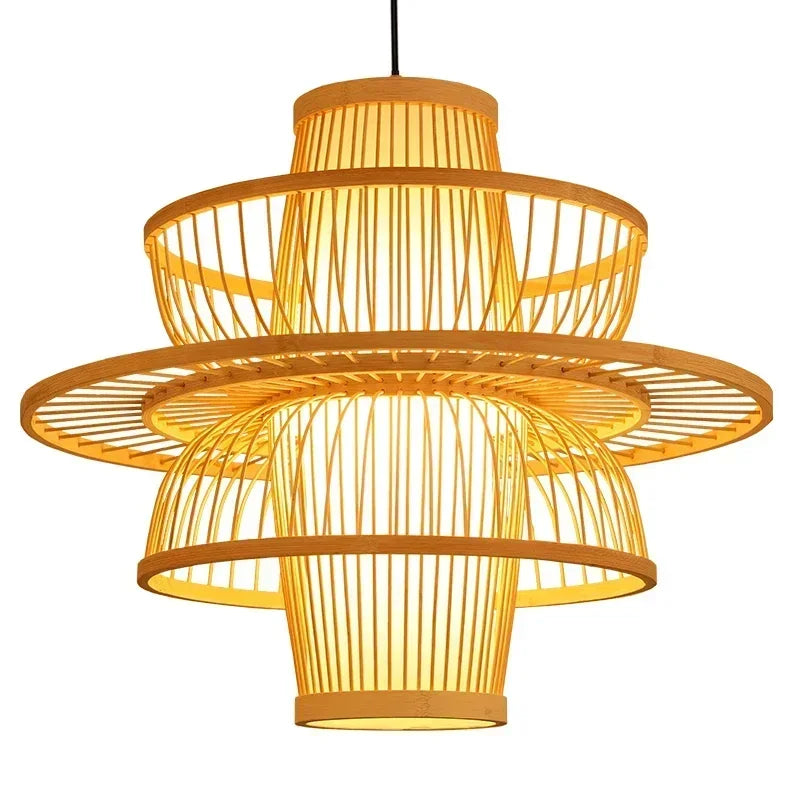 DecorBites™ Bamboo Weave Pendant Lamp 30cm - Chinese Style Decor Lighting Fixtures