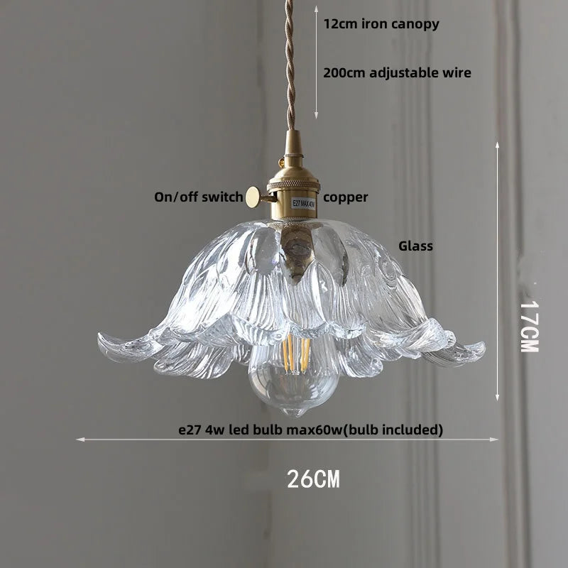 DecorBites™ Amber Glass Pendant Light Fixture with Copper Knob Switch