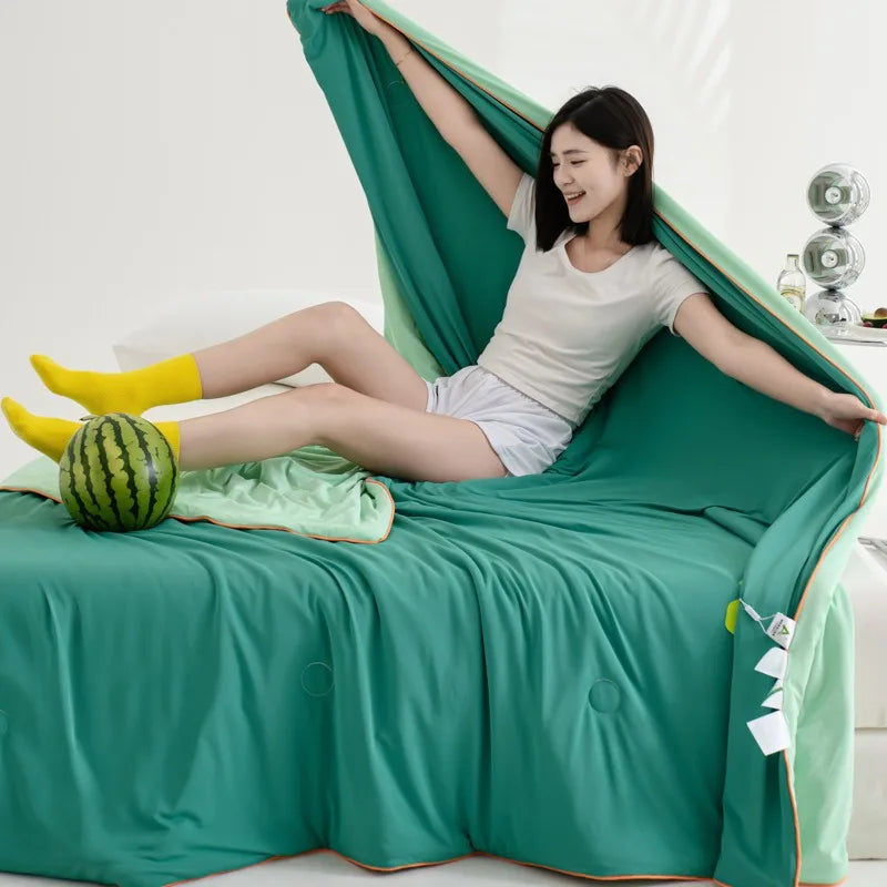 DecorBites™ Cool Fibre Summer Quilt: Soft, Breathable & Machine Washable Light Blanket