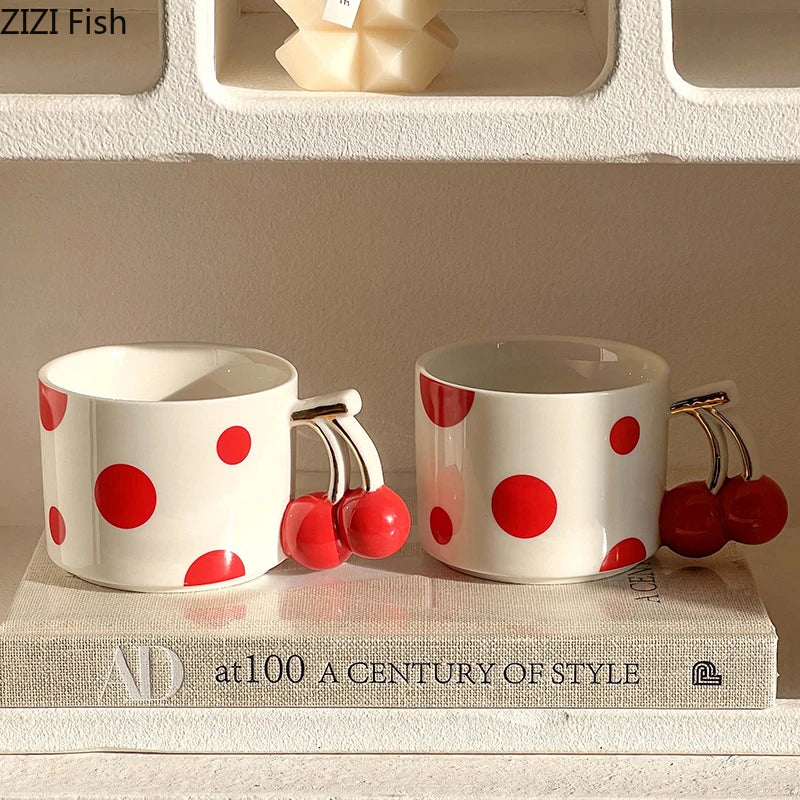 DecorBites™ Cherry Handle Gold Plated Porcelain Coffee Mug