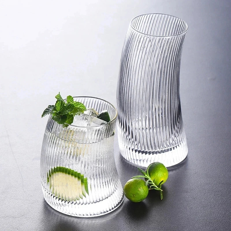 DecorBites™ 450ml/300ml Sail-Shaped Glass Cups | Elegant Glassware for Tea, Juice