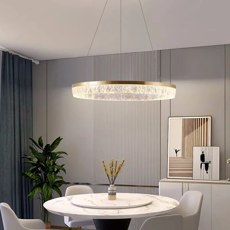 DecorBites™ Crystal Chandelier Circular Pendant Light for Modern French Style Dining-Table Decor