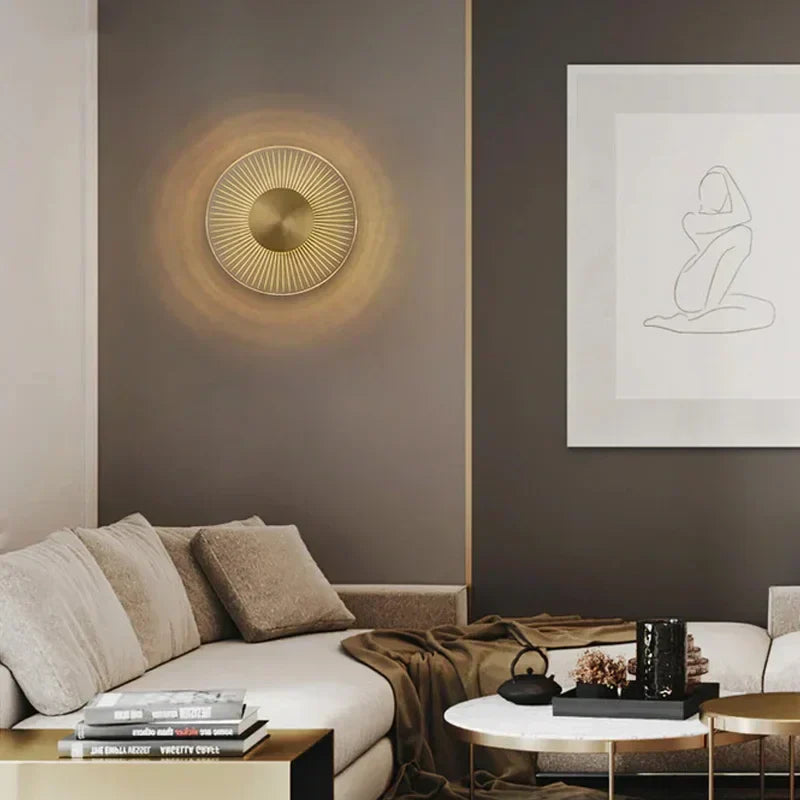 DecorBites™ Gold LED Round Wall Lamp for Elegant Indoor Lighting