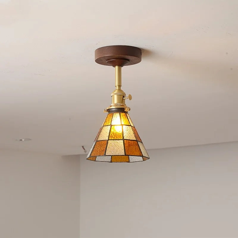 DecorBites™ Glass Wood LED Ceiling Light Nordic Design for Living Room & Corridor