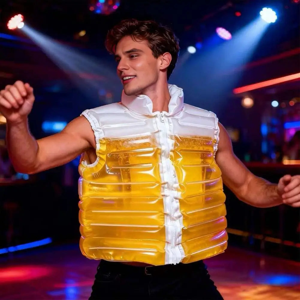 Wearable Beer Jacket Refillable Beverage Jacket Transparent Beer Jacket with Straw Refillable Beverage Puffer Coat Parties