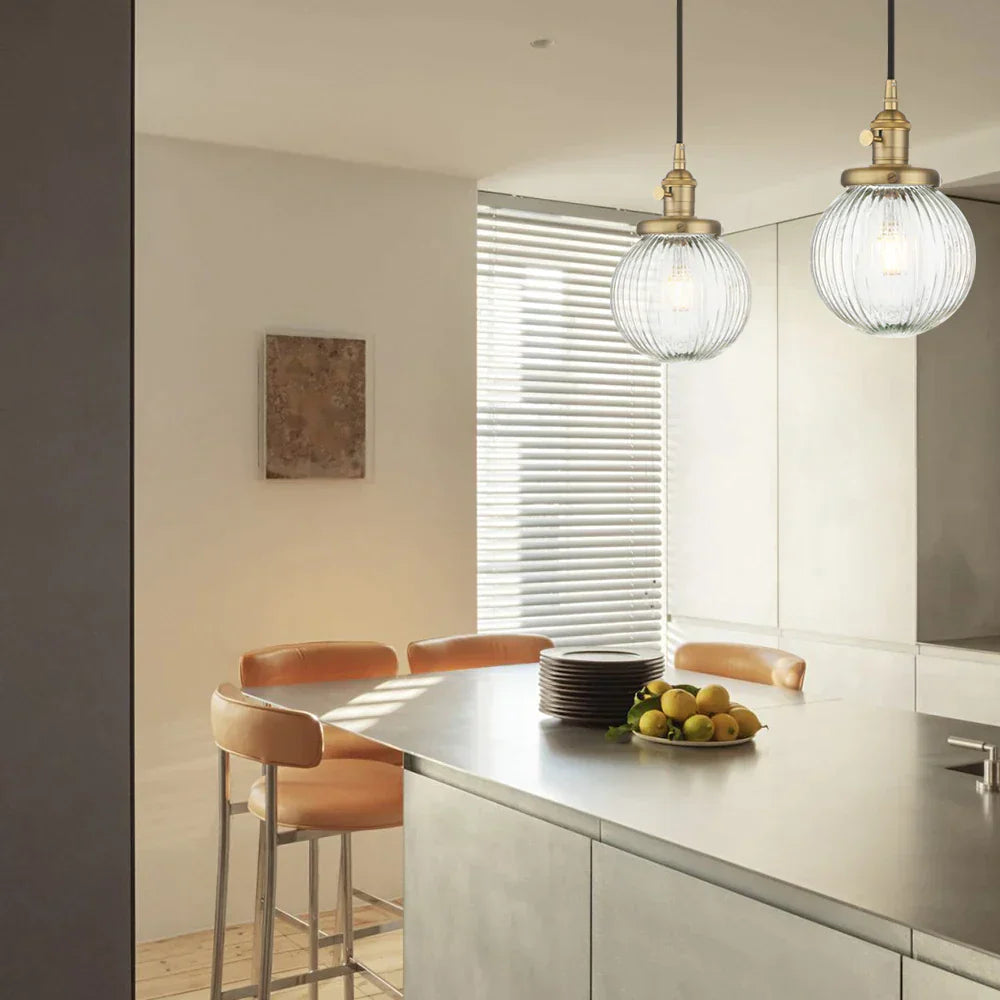 DecorBites™ Clear Glass Globe Pendant Lights E27 Hanglamp for Living Room Loft
