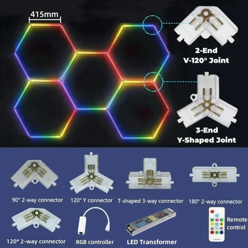 DecorBites™ LED Hex Garage Light with Remote Control