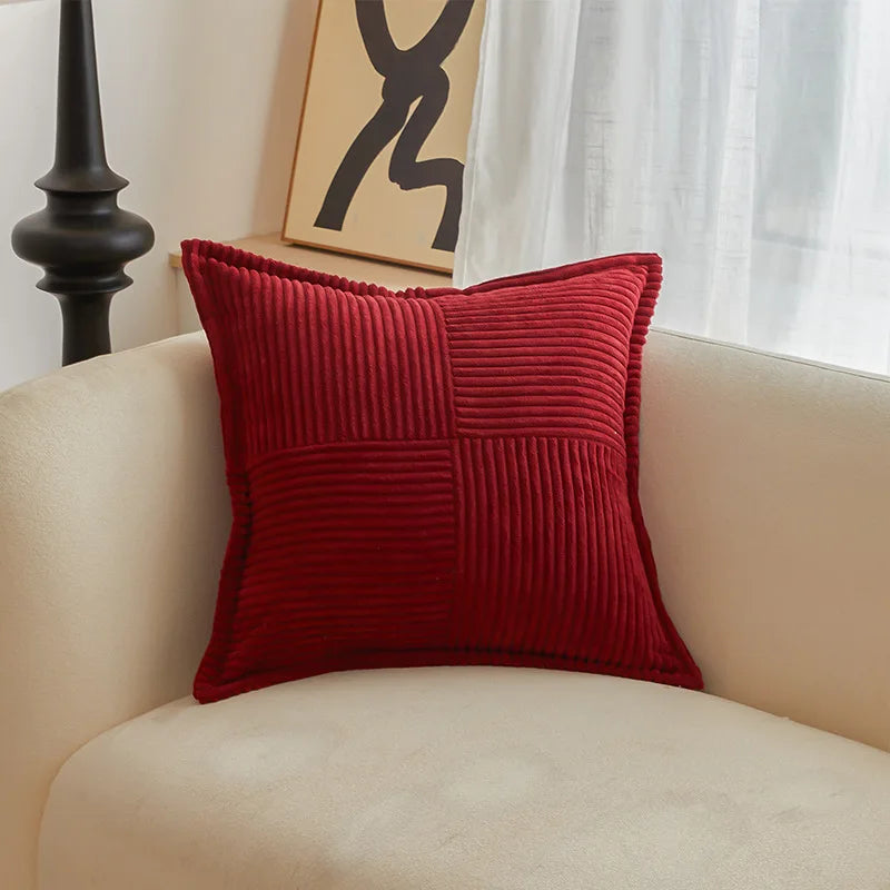 DecorBites™ Boho Striped Pillow Covers for Sofa Bed Decor, 45x45 White Polyester Pillowcases