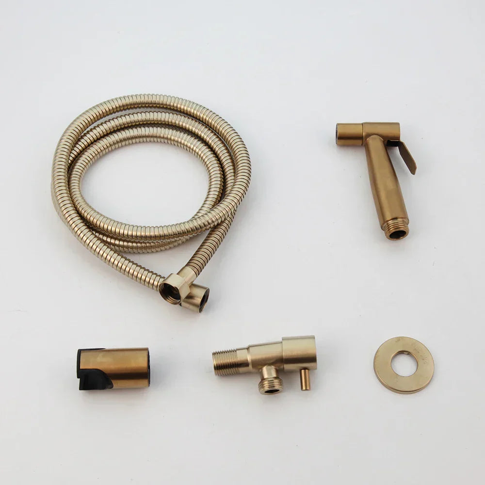 DecorBites™ Brushed Gold Bidet Faucet Hand Spray Wall Mounted Dual Water Way Mixer