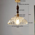 DecorBites™ LED Pendant Light Fixture Wood Handle Clear Glass Modern Hanging Lamp