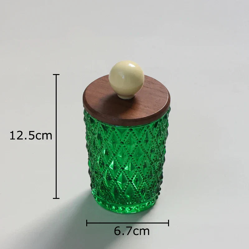 DecorBites™ Ceramic Ball Storage Jar with Walnut Lid for Jewelry and Accessories