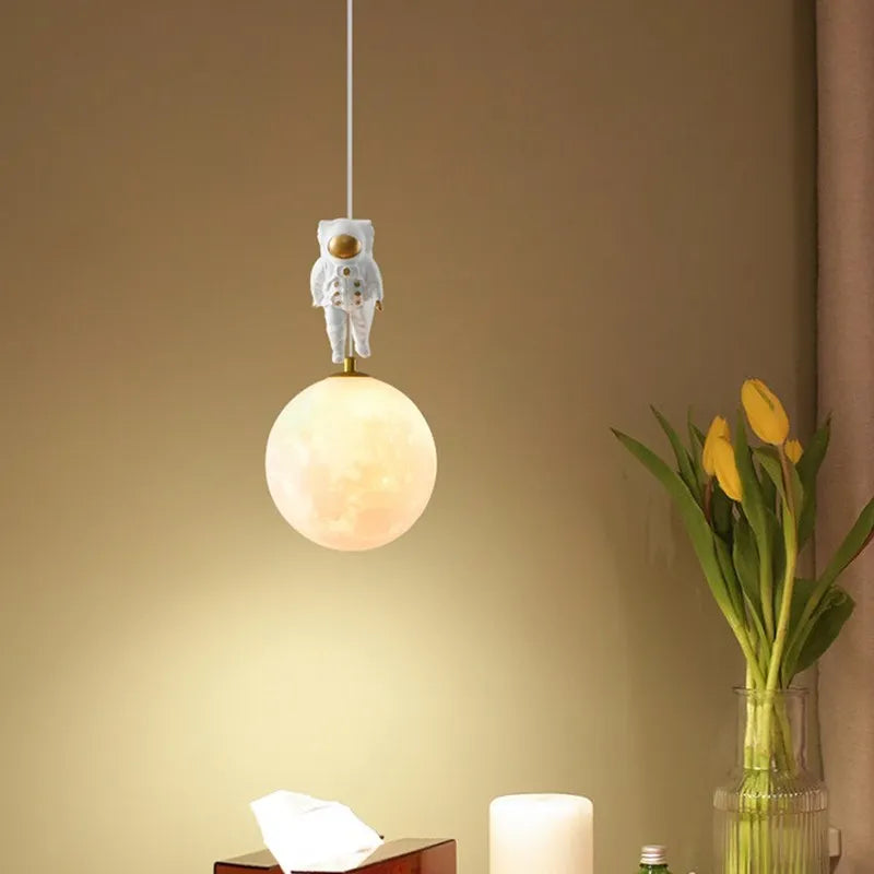 DecorBites™ Astronaut Moon LED Pendant Light for Children's Room and Study