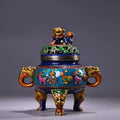 DecorBites™ Bronze Cloisonne Lion Dragon Incense Burner Ornament