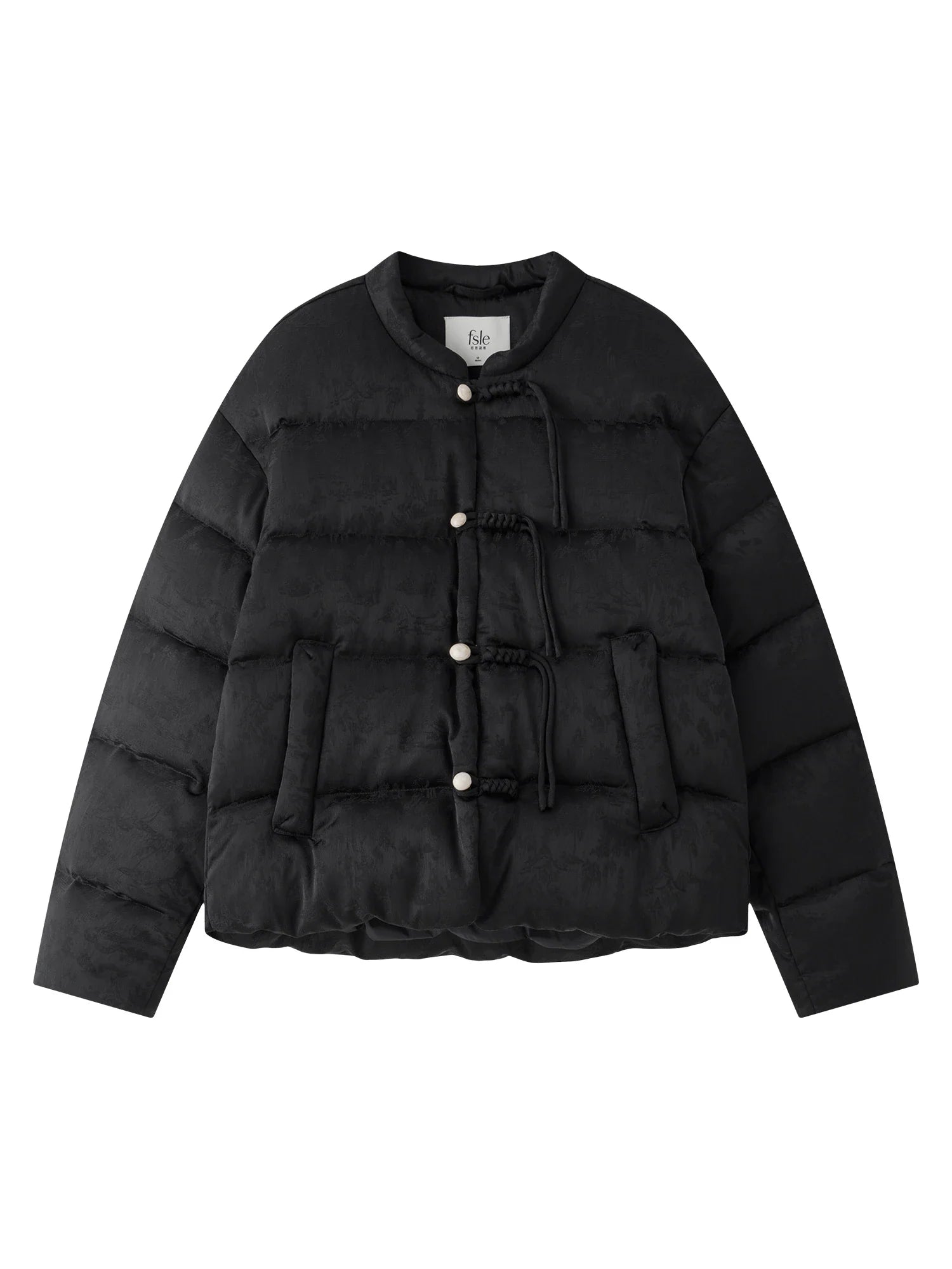 FSLE 115.2G Filling Amount Stand-up Collar New Chinese Style Down Coat For Women 2024 New Jacquard Warm Casual Jacket 24FS14068