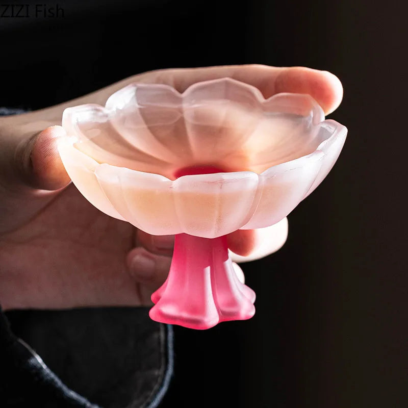 DecorBites™ Lotus Flower Glass Tea Cups - Set of 2