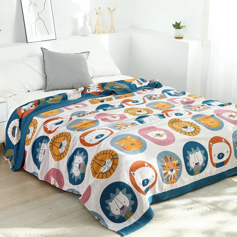 DecorBites™ Cartoon Throw Blanket - Soft Cotton Summer Quilt for Beds and Sofas