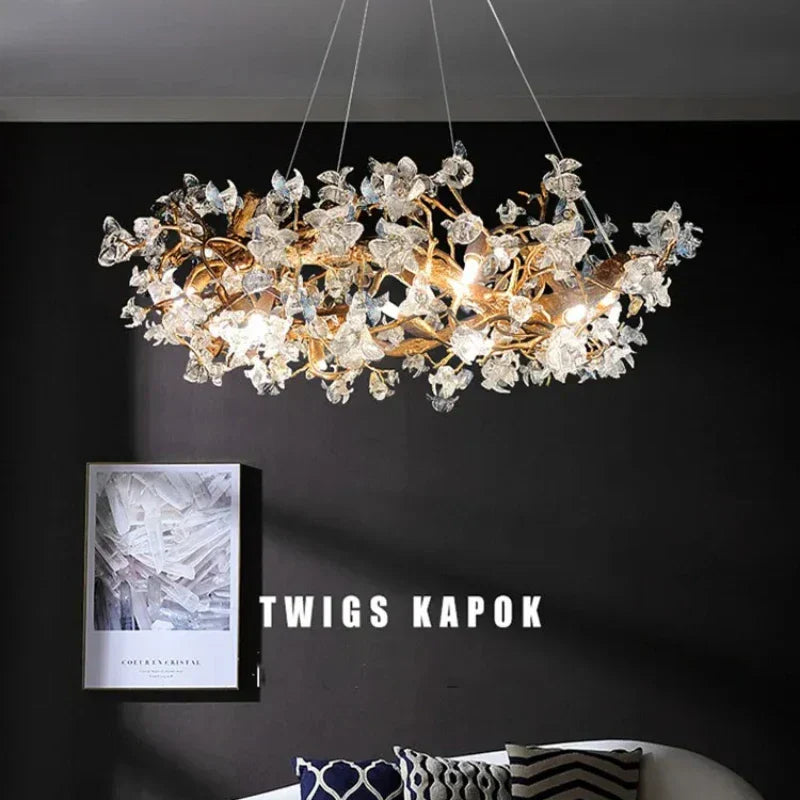 DecorBites™ Crystal Branch Ceiling Chandelier | Indoor Dining Living Room Light Fixture