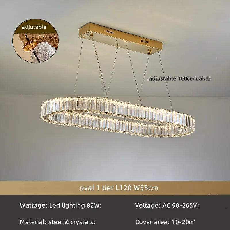 DecorBites™ Crystal Chandelier: LED Dimmable Pendant Light for Stairs, LED Luminaria Fixture