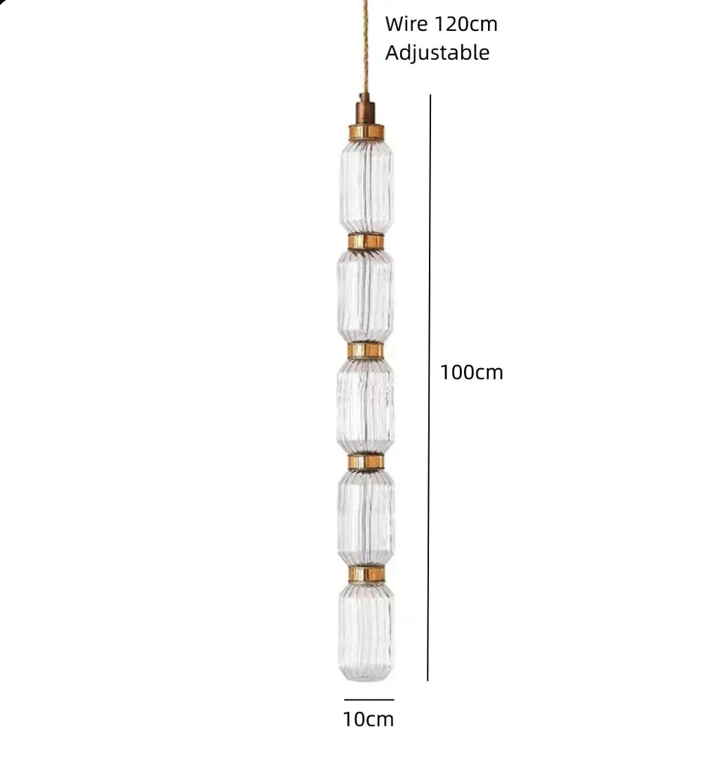 DecorBites™ LED Glass Chandelier: Clear Amber Glass, Adjustable Wire 200cm, Modern Lighting Fixtures
