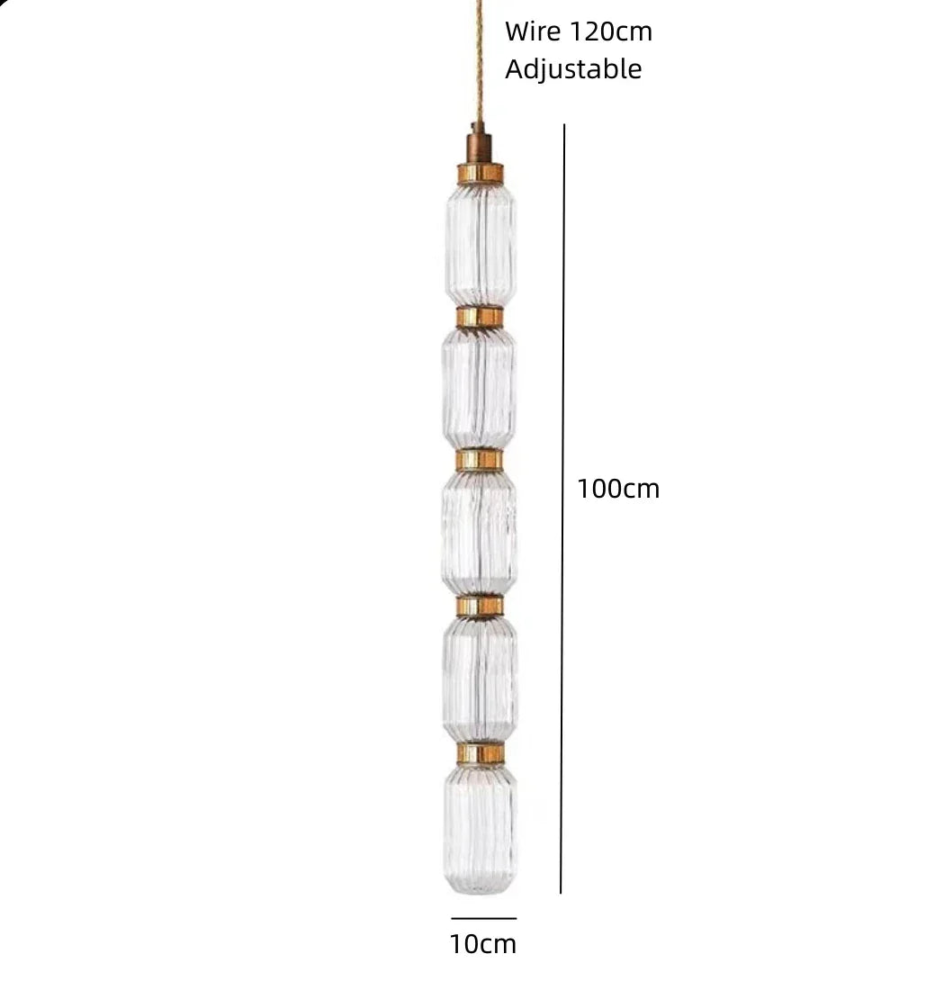 DecorBites™ LED Glass Chandelier: Clear Amber Glass, Adjustable Wire 200cm, Modern Lighting Fixtures