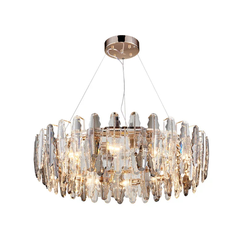 DecorBites™ LED Leaf Chandelier: Modern Living Room Decor Lighting for Duplex Rotating Stairs