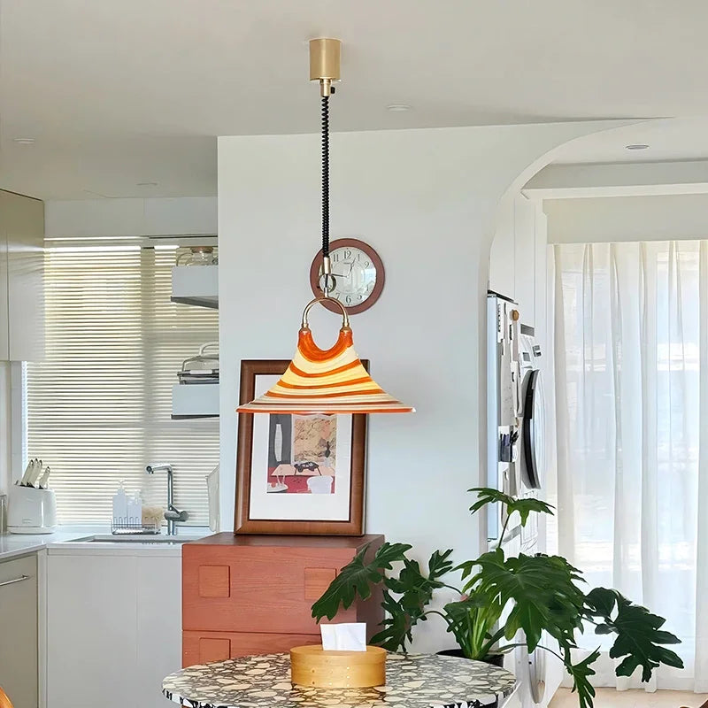DecorBites™ Liftable Trumpet Chandelier: Minimalist LED Pendant Lamp for Dining Room & Bedroom